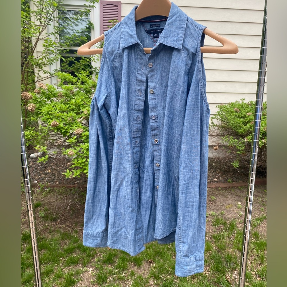 Tommy Hilfiger Open Shoulder Denim Blouse